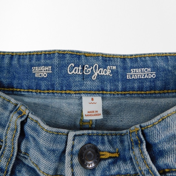 Cat & Jack Kids Straight Stretch Jeans | Size 8 Blue Denim - Picture 3 of 4